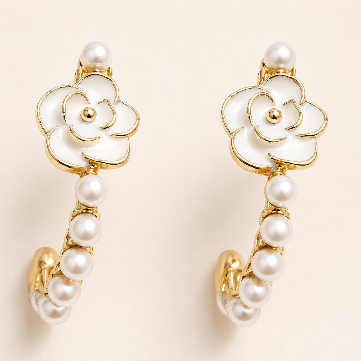 Pearl Bloom Hoop Earrings
