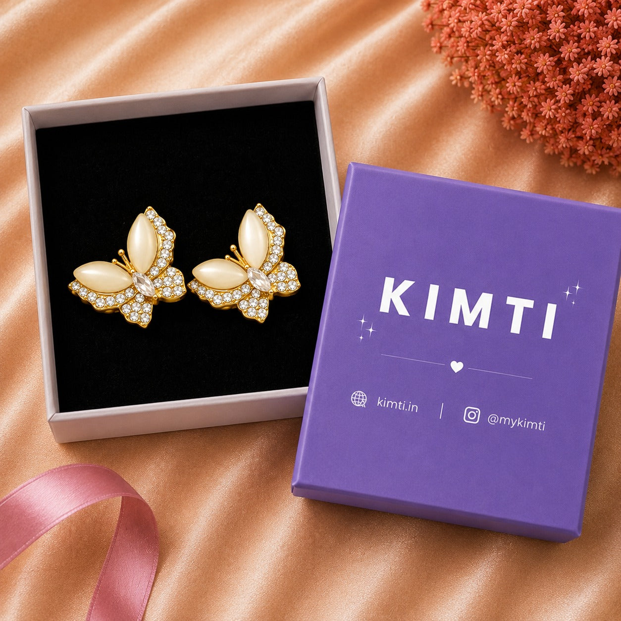 Golden Butterfly Crystal Earrings