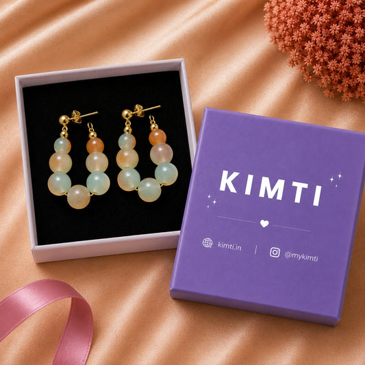Mint Peach Bubble Hoops Earring