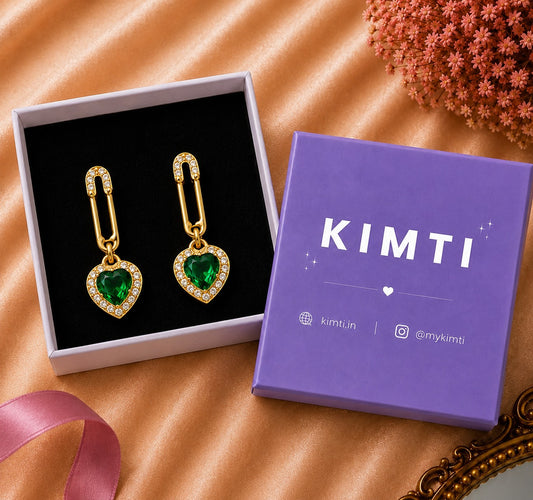 Green Heart Royale Drops Earring