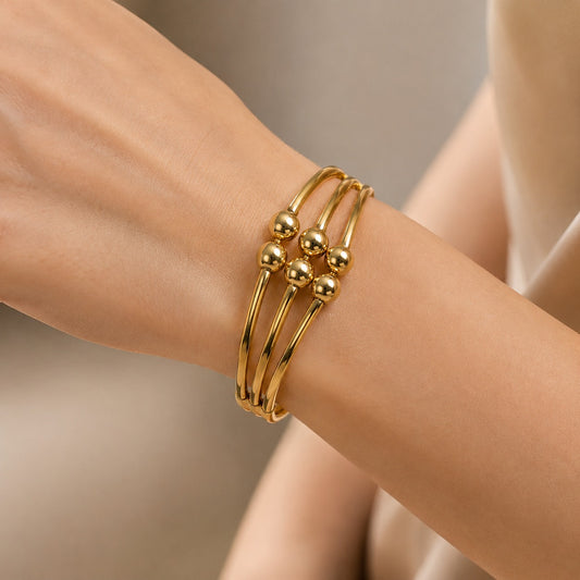18K Gold Plated Luxe Sphere Diamond Bracelet