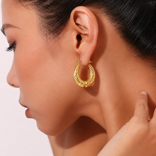 18K Gold Plated Dangler Hoops Anti Tarnish Earring