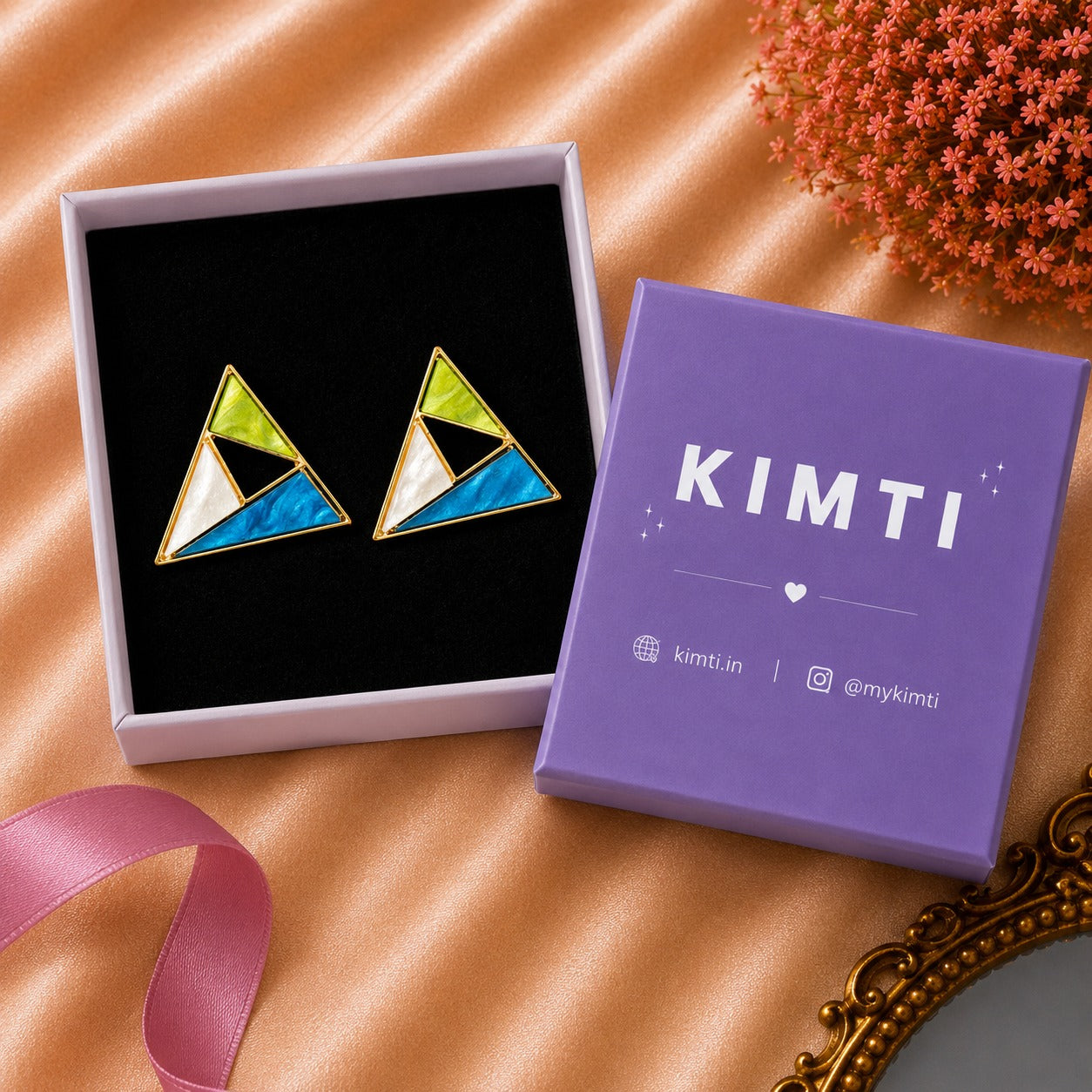 Multicolour Triangle Shape Stud Earring