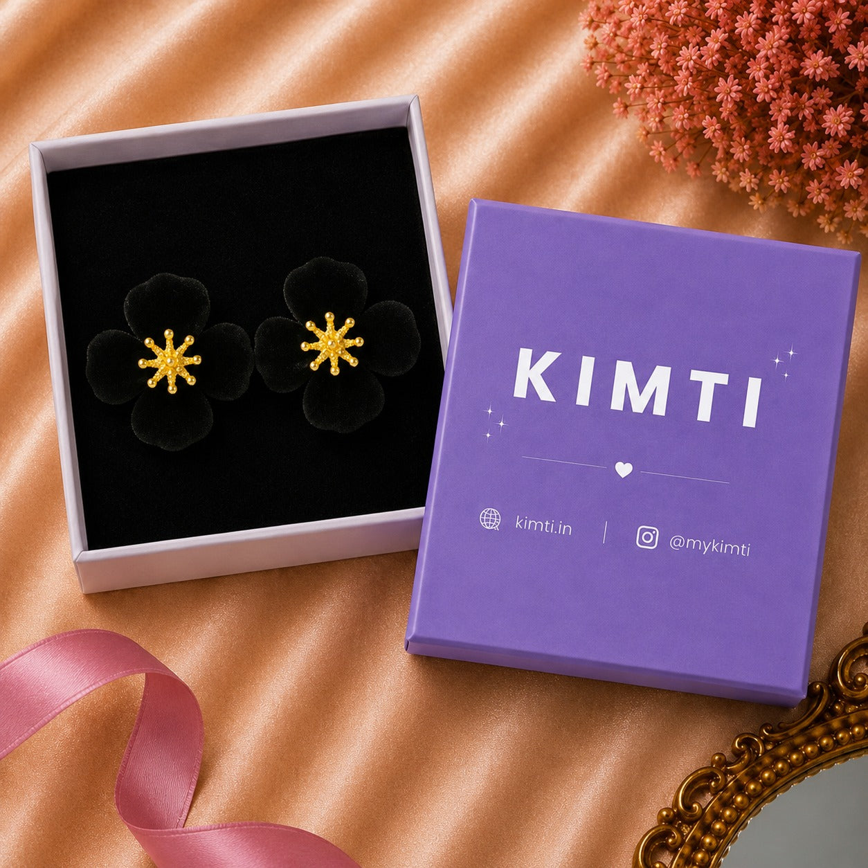 Black Flower Earring