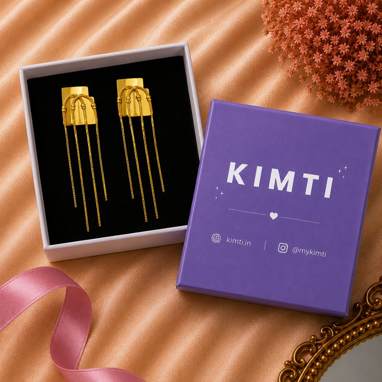 Golden Ribbon Threader Earrings