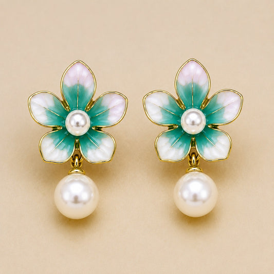 Daisy Pearl Drop Earrings