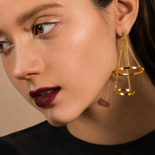 Golden Orbit Tassel Earrings