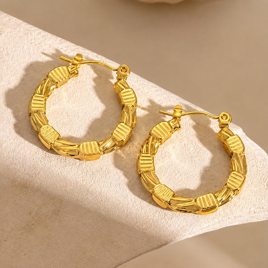 18k Gold Plated Classic Woven Hoop Earrings