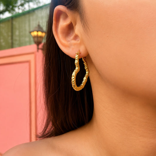 18K Gold Plated Heart Shape Hoop Earring