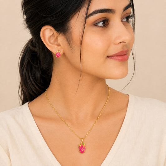 18k Gold Plated Exotica Bloom Charm Necklace