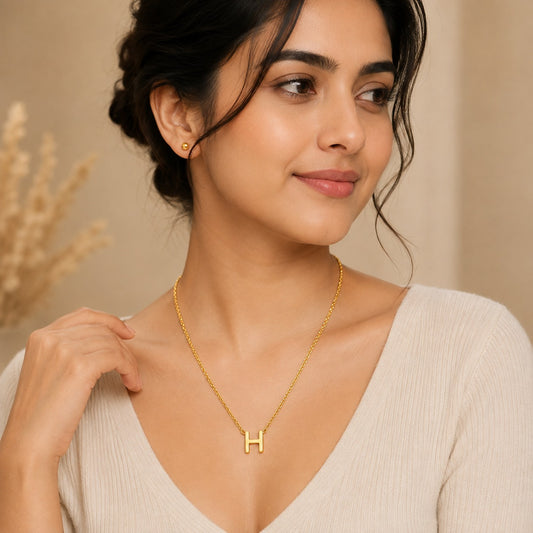 18k Gold Plated Minimal H Necklace