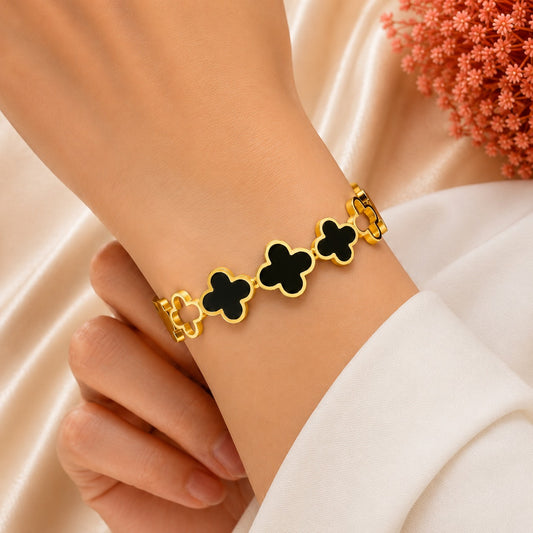 Royal Black Clover Bracelet