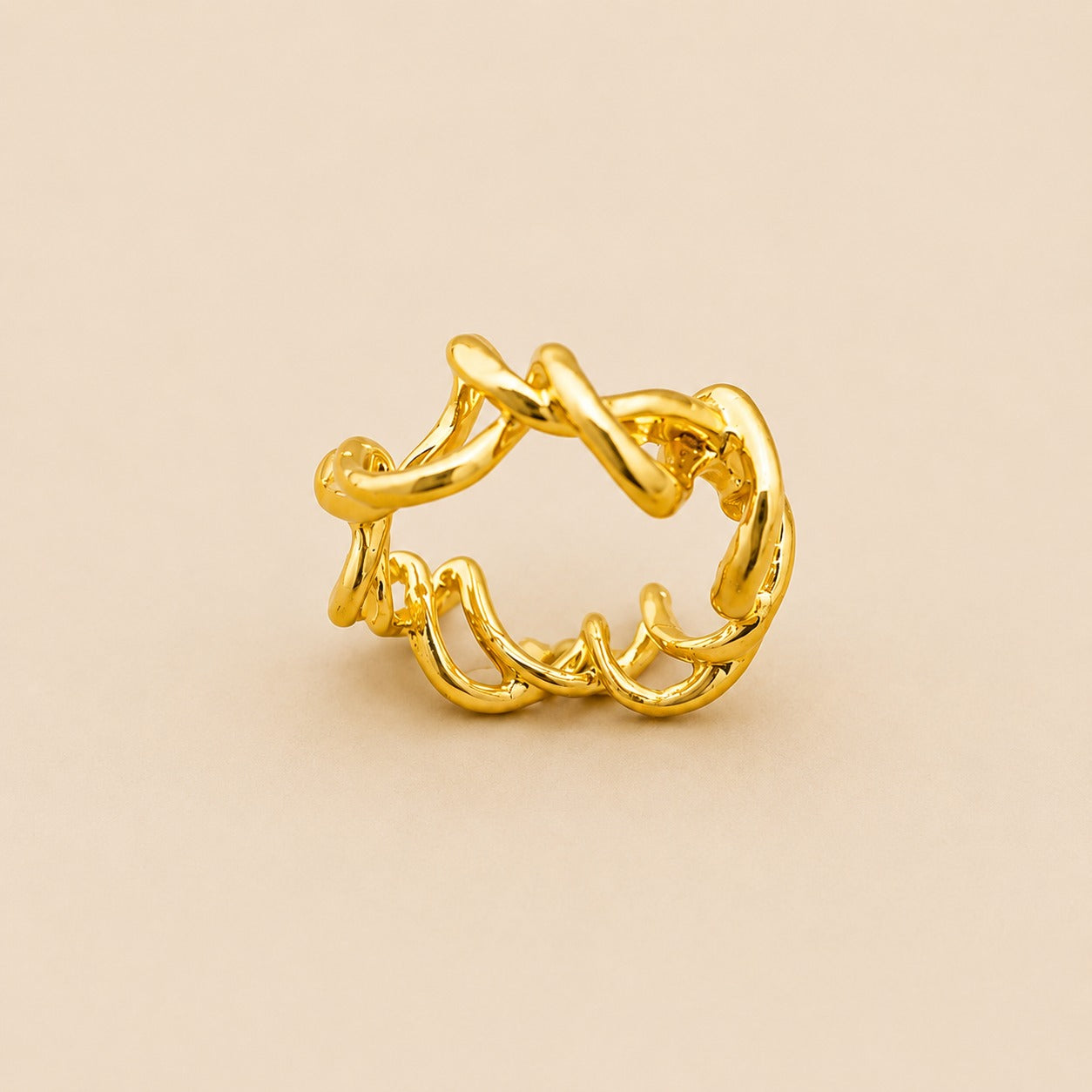 18K Gold Plated Artistic Curve Ring