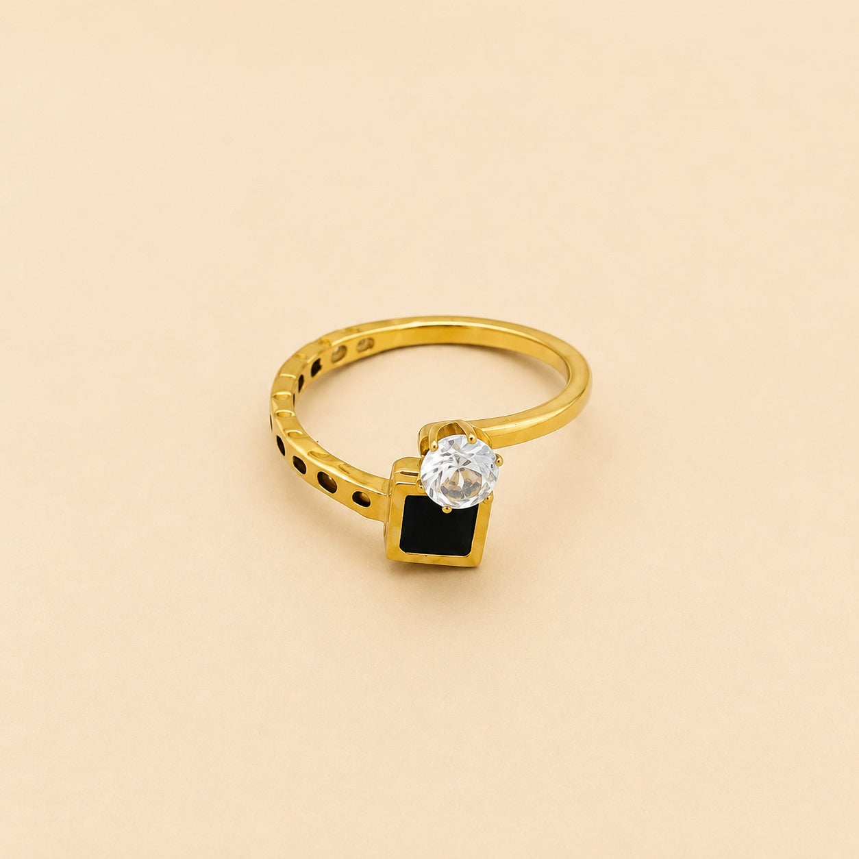 Black & Crystal Duo Ring