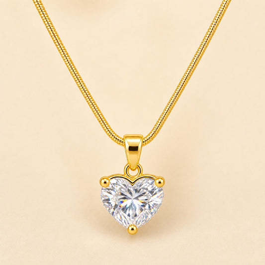 Crystal Heart Gold Plated Pendant Necklace