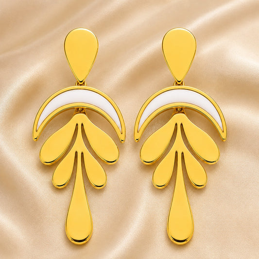 Golden Petal Cascade Drop Earrings for Women