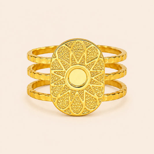 18K Gold Plated Solara Textured Ring