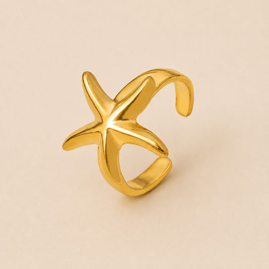 18K Gold Plated Starfish Adjustable Ring