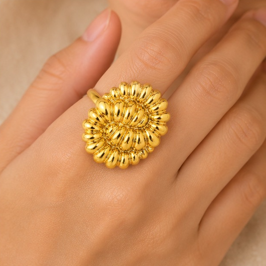 18K Gold Plated Petal Cluster Statement Ring