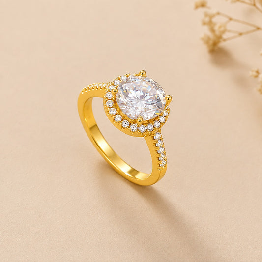 Gold Plating Brass Zircon Crown Ultra-Shiny Ring