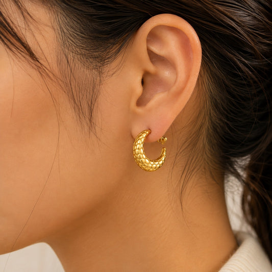 18k Gold Plated Lunar Luxe Hoops Earring