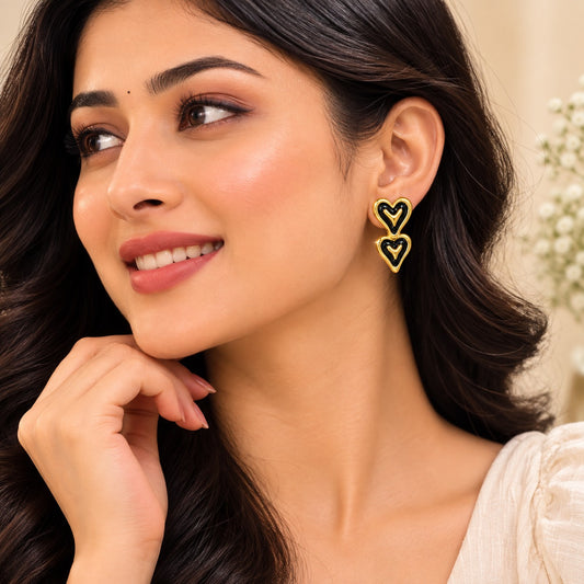 18K Gold Plated Pearl and Enamel Bow Earrings