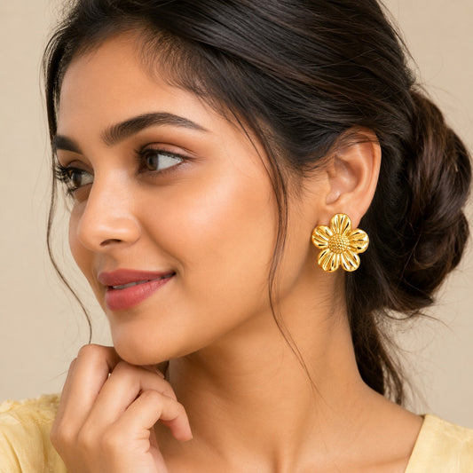 18K Gold Plated Chic Flower Stud Earring