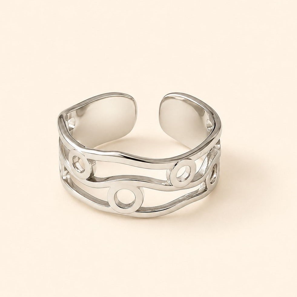 Silver Plated Modern Ripple Ring