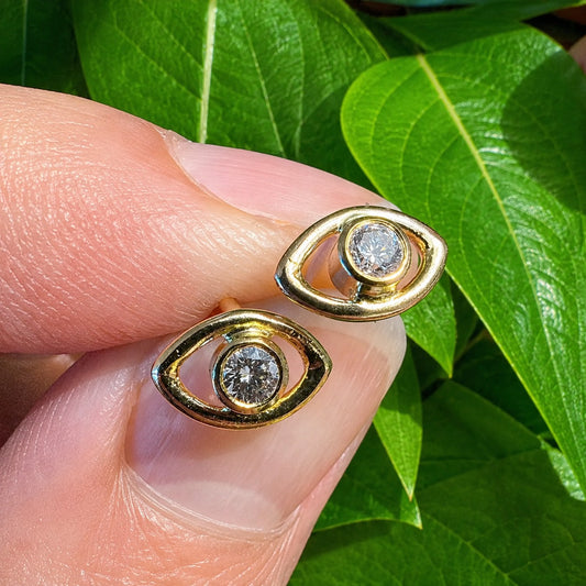 18K Gold Plated Minimal Evil Eye Stud Earrings