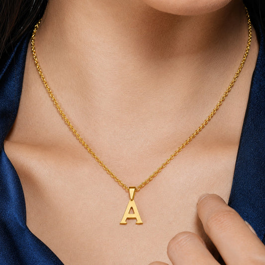 18K Gold Plated Golden A Letter Pendant Necklace