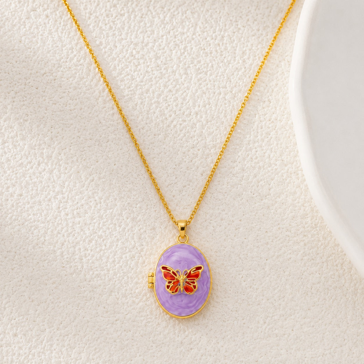 18K Gold Plated Butterfly Dream Locket Necklace