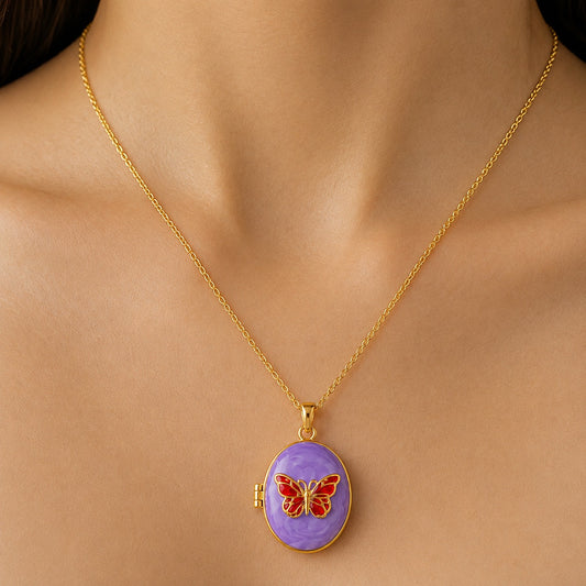 18K Gold Plated Butterfly Dream Locket Necklace