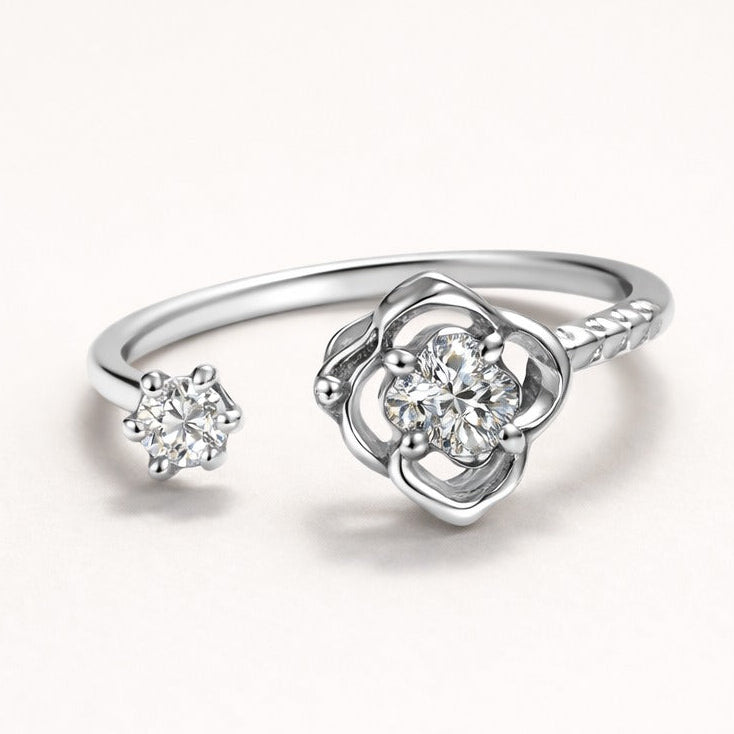 Sparkling Flower Adjustable Ring