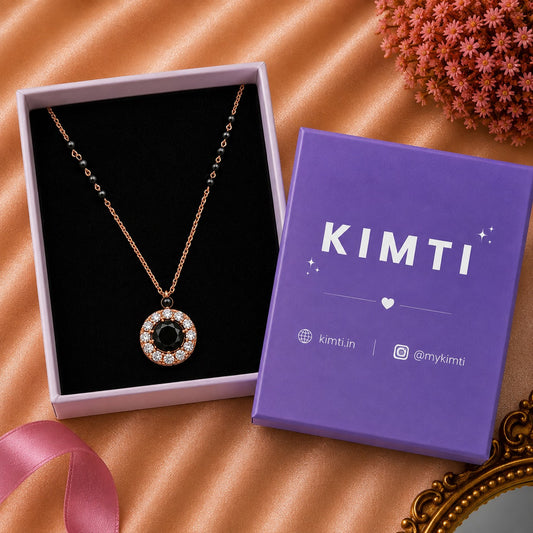 Rose Gold Black Stone Mangalsutra