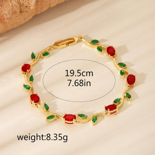 Elegant Red Link Lightweight Adjustable Tulip Bracelet