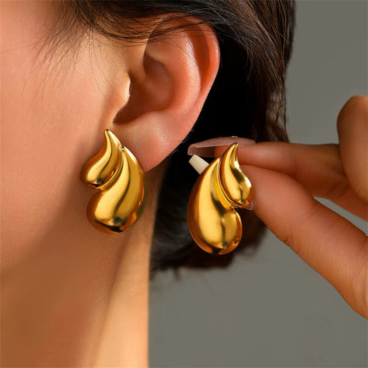 18K Gold Plated Trendy Droplet Shape Statement Earrings