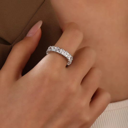 Princess Shape Zircon Full Eternity Rings