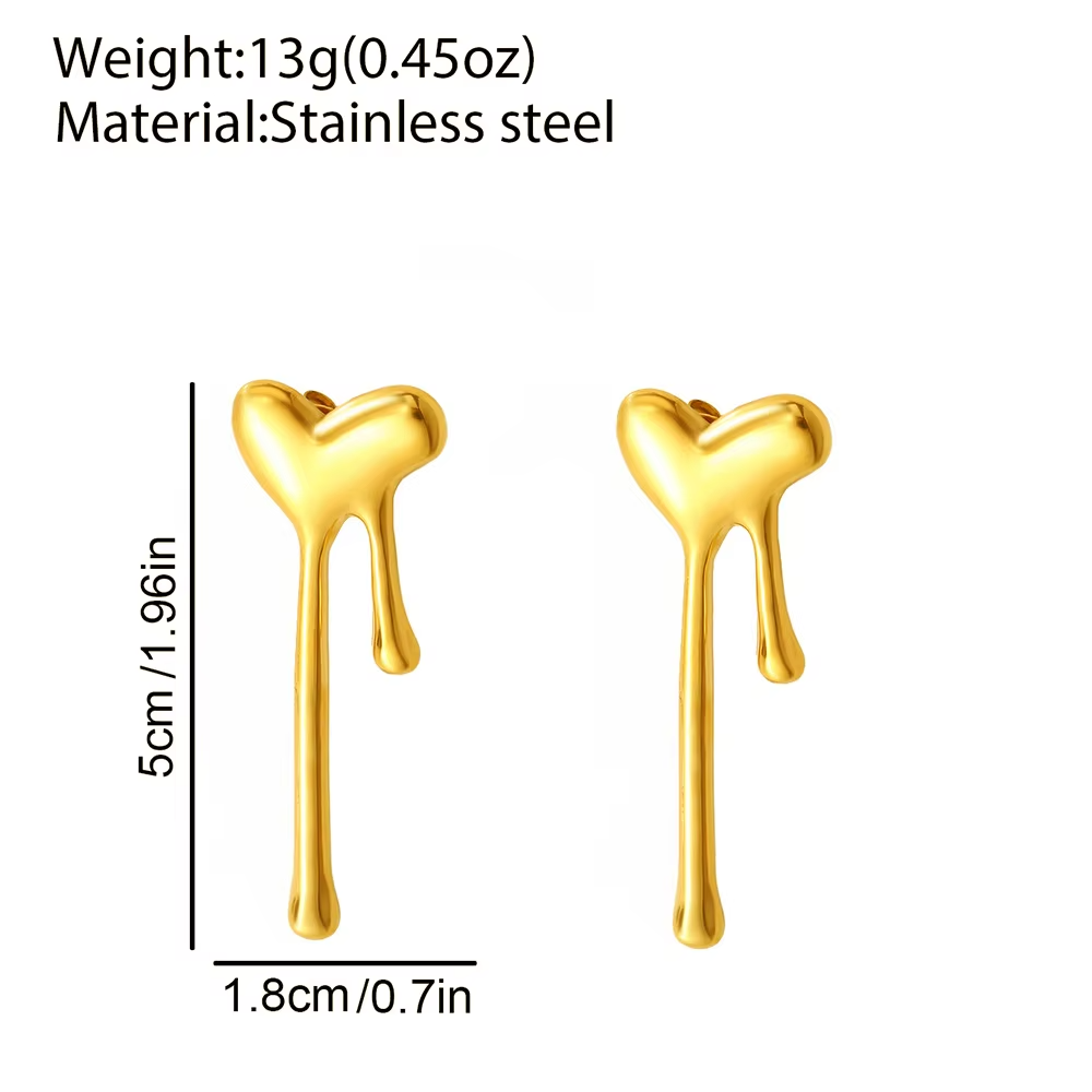18K Gold Plated Heart Anti Tarnish Stud Earrings