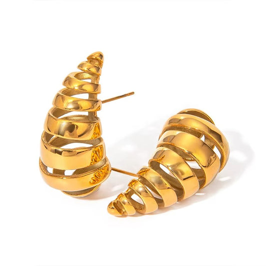 Water Drop Shaped Spiral Horn Stud Earrings