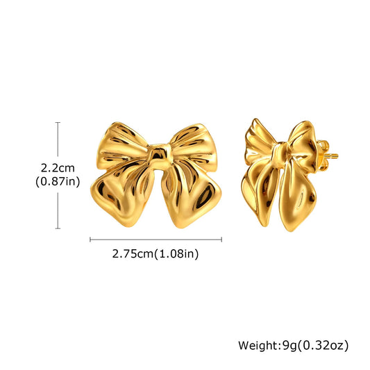 18k Gold Plated Bow Anti Tarnish Earrings