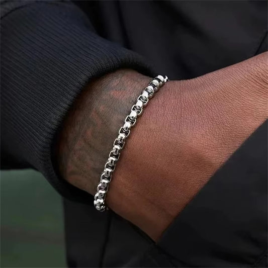 Men - Anti Tarnish Silver Titanium Link Bracelet