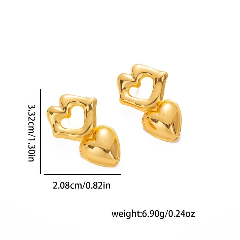 18K Gold Plated Heart Kiss Me Earring