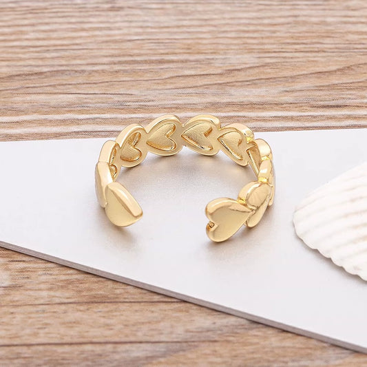 18K Gold Plated Minimal Heart Chain Ring