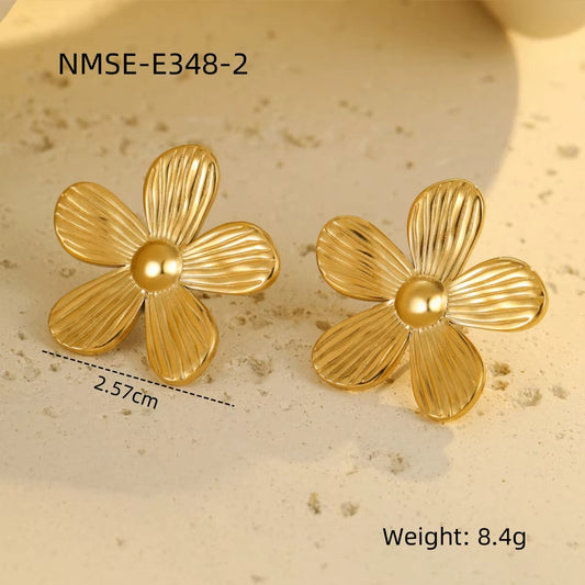 18K Gold Plated Flower Stud Anti Tarnish Earring