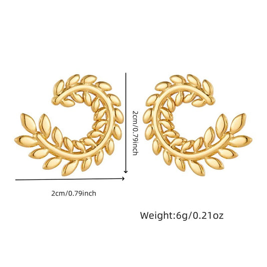 18K Gold Plated Flower Wheat Patterned Earring