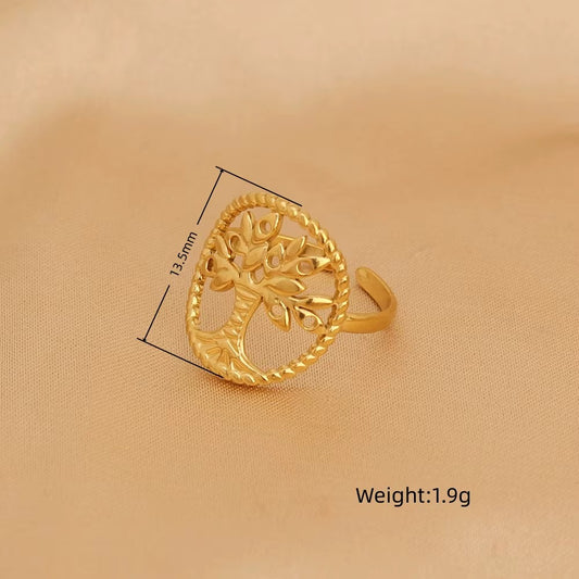 18K Gold Plated Tree of Life Ring Gold Plated Open Finger Ring
