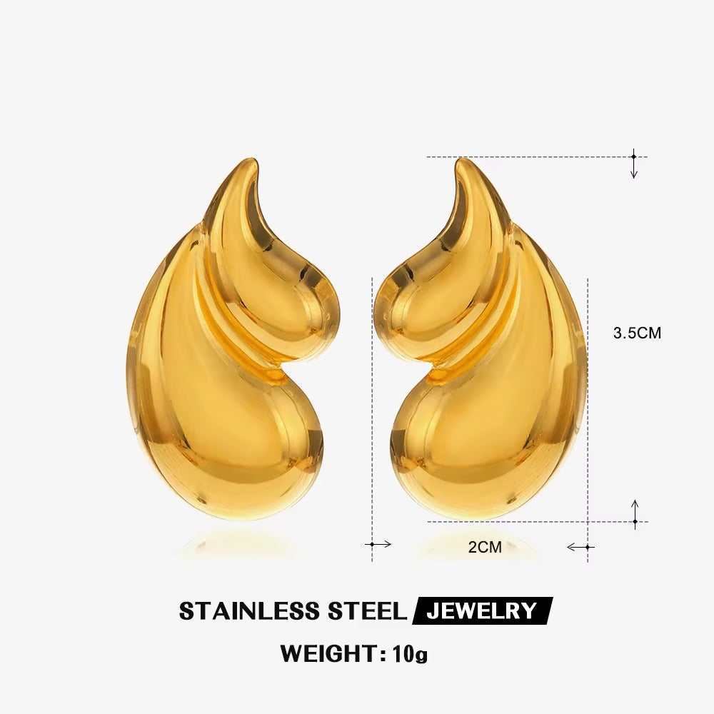 18K Gold Plated Trendy Droplet Shape Statement Earrings