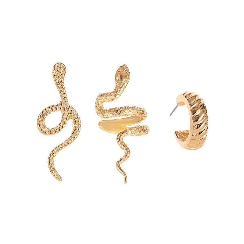 3 Pcs Gold-Tone Snake Design Ear Cuff