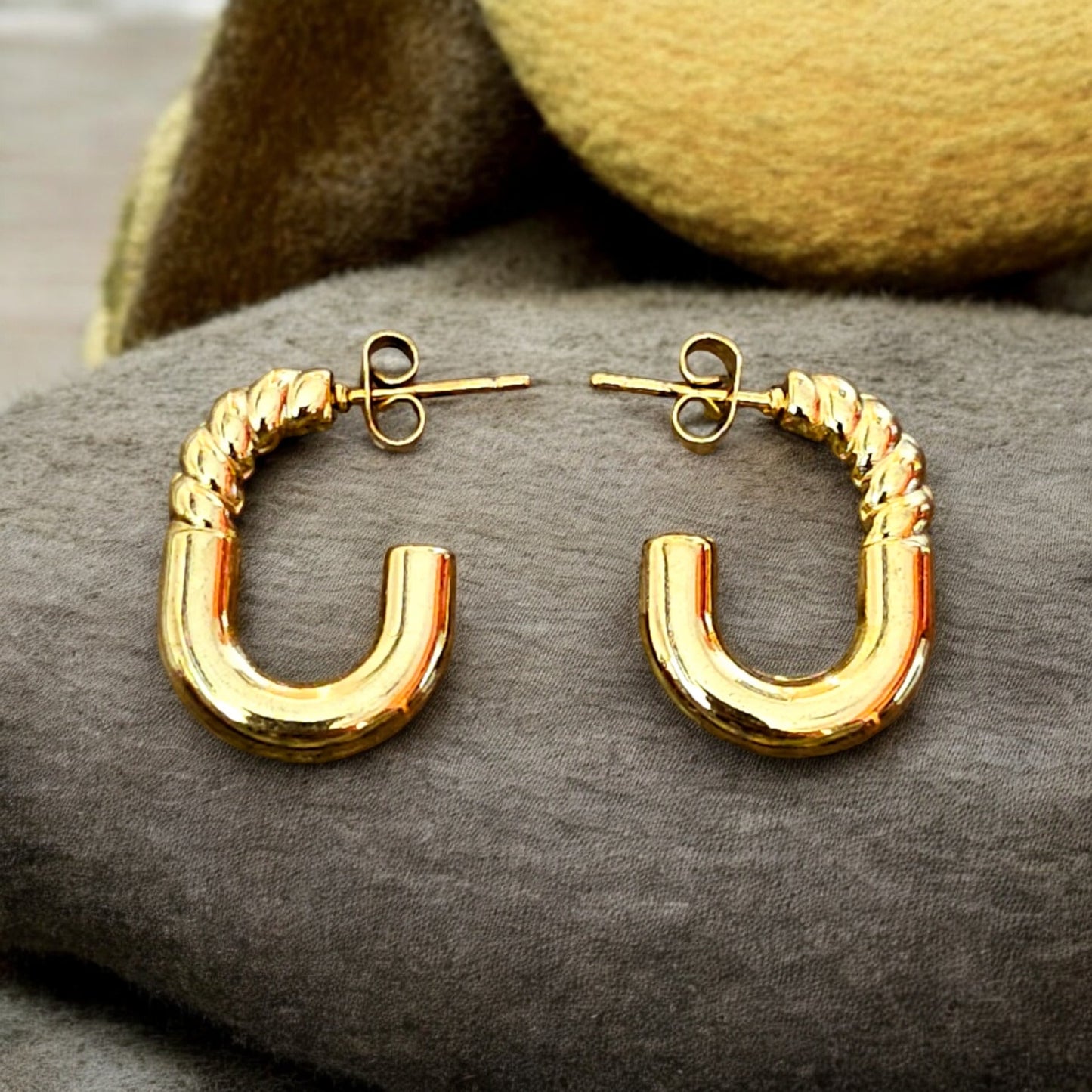 18K Gold Plated Half Hoop Golden Anti Tarnish Earring
