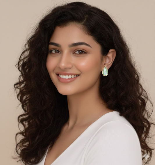 Clear Teardrop White Stud Earring